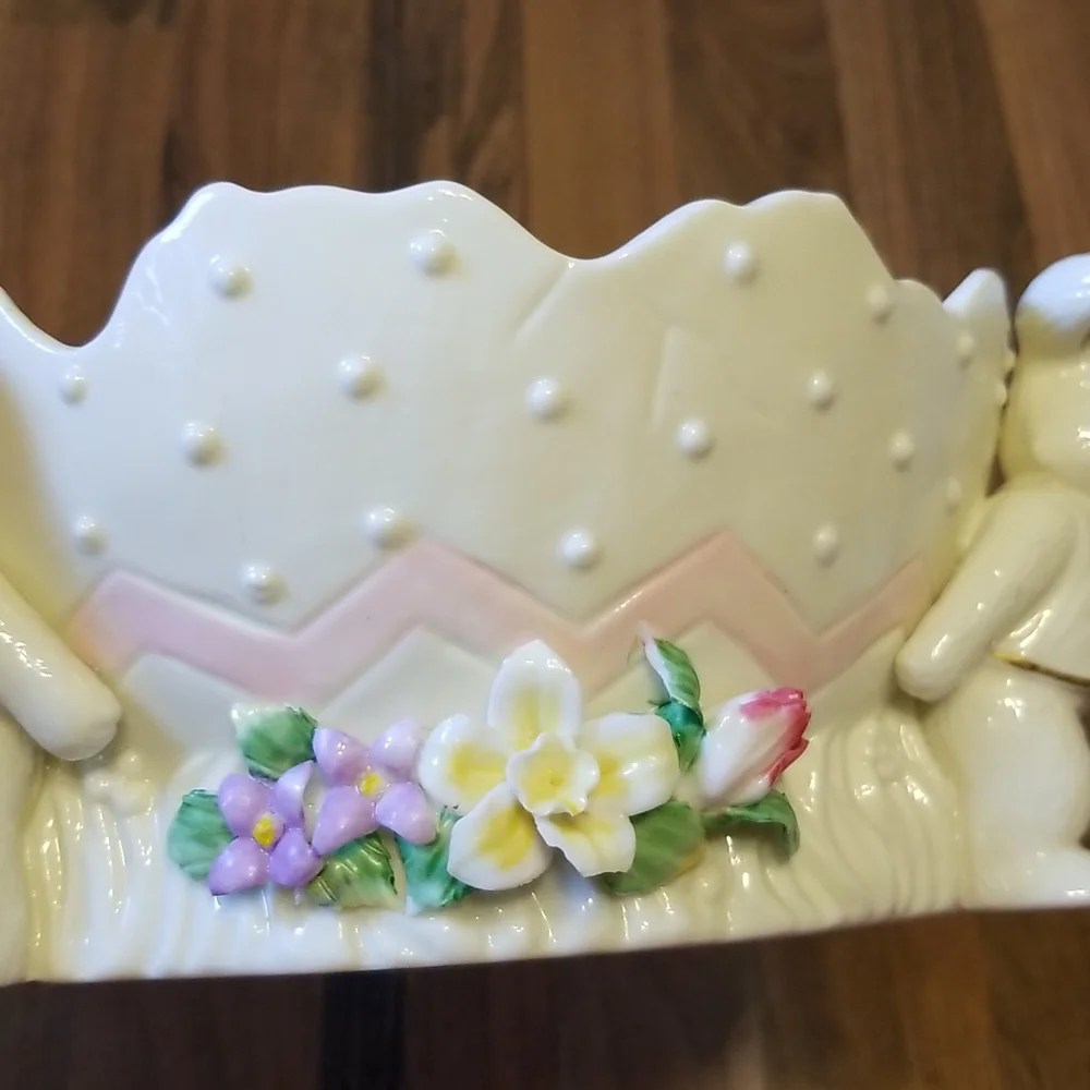 Easter Bunny 3D Floral Display Bowl Porcelain